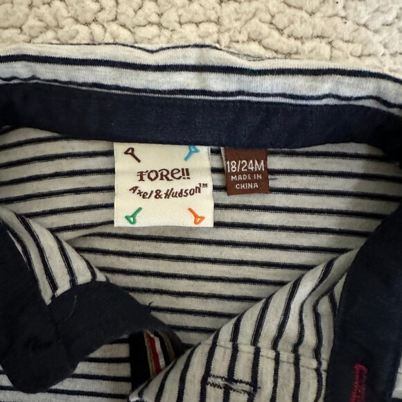 Fore!! Axel and Hudson EUC Gray/Navy Stripe Polo * - Picture 2 of 3